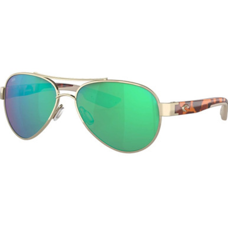 Costa Loreto Sunglasses – Rose Gold/Tortoise Temples/Green Mirror 580G