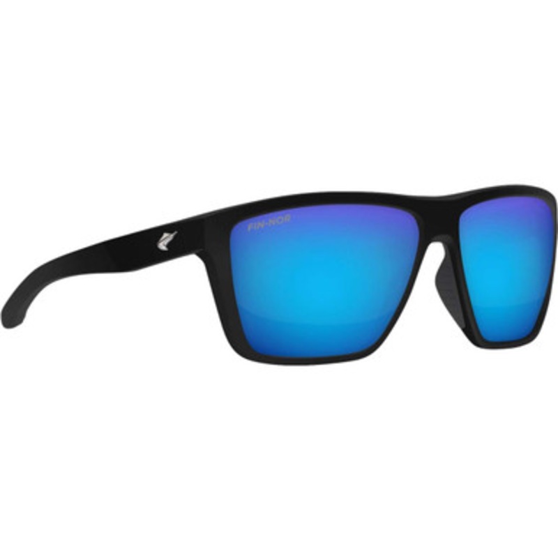 Fin-Nor Big Pine Sunglasses – Matte Black Frame/Blue Mirror Glass Lens