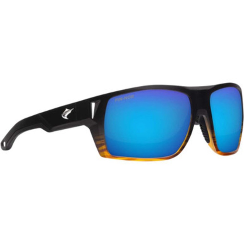 Fin-Nor Hells Bay Sunglasses – MT BLK/Oak Grain Fade Frame/Blue Mirror Glass Lens