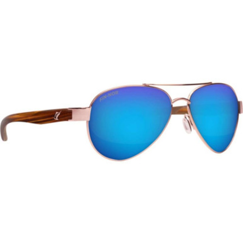 Fin-Nor Surf Candy Sunglasses – Rose Gold/Brown/Amber Stripe Frame/Blue Mirror Glass Lens