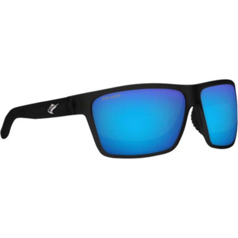 Fin-Nor Circle Hook Sunglasses – Shiny Black Frame/Blue Mirror Glass Lens