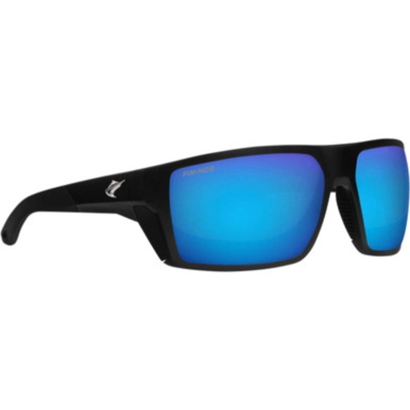 Fin-Nor North Drop Sunglasses – Matte Black Frame/Blue Mirror Glass Lens