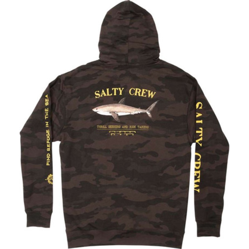 Salty Crew Bruce Fleece Hoodie – Black Camo – Large