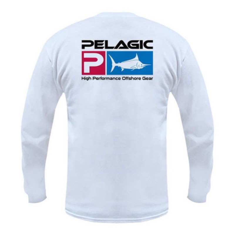 Pelagic 101-LS Deluxe P Logo Long Sleeve Shirt White – Large