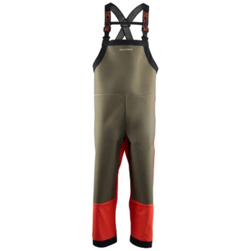 Grundens Neptune Armored Bib – Orange/Olive – Large