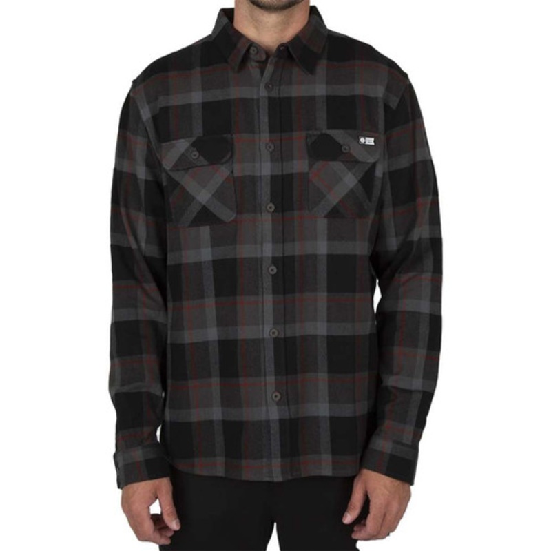 Salty Crew Longhaul Long Sleeve Flannel Shirt – Coal – Medium