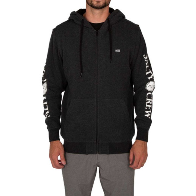 Salty Crew Refuge Sherpa Zip Fleece – Black Heather – 2X-Large