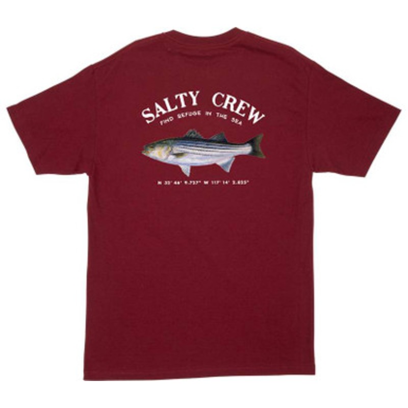 Salty Crew Striper Standard Short Sleeve T-Shirt – Burgundy – Medium