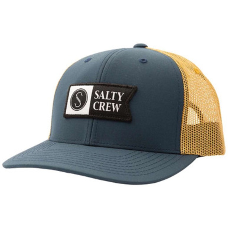 Salty Crew Pinnacle 2 Retro Trucker Hat – Indigo/Gold