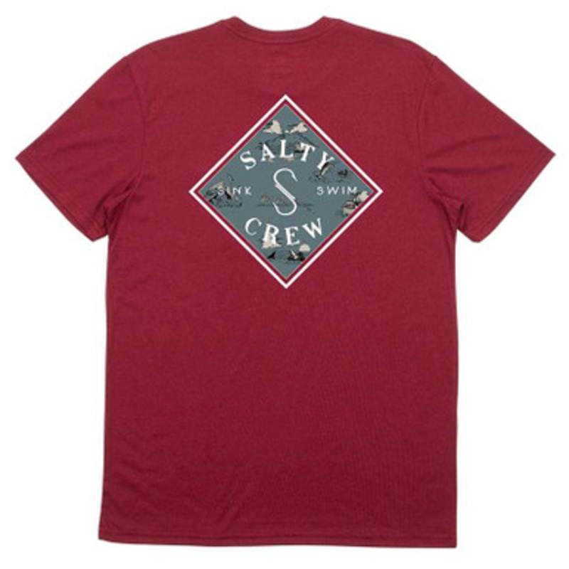 Salty Crew Tippet Refuge Premium Short Sleeve T-Shirt – Burgundy – 2X-Large