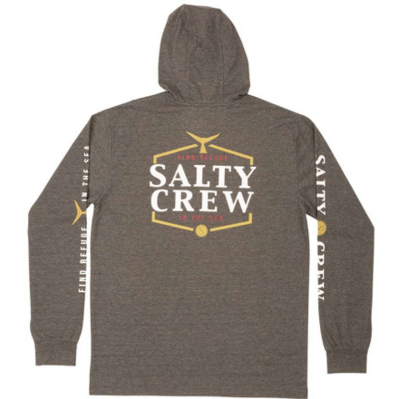 Salty Crew Skipjack Hood Midweight Tech Tee – Charcoal – Large