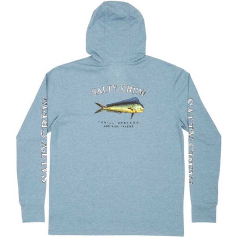 Salty Crew El Dorado Hood Tech Shirt – Harbor Blue – Large