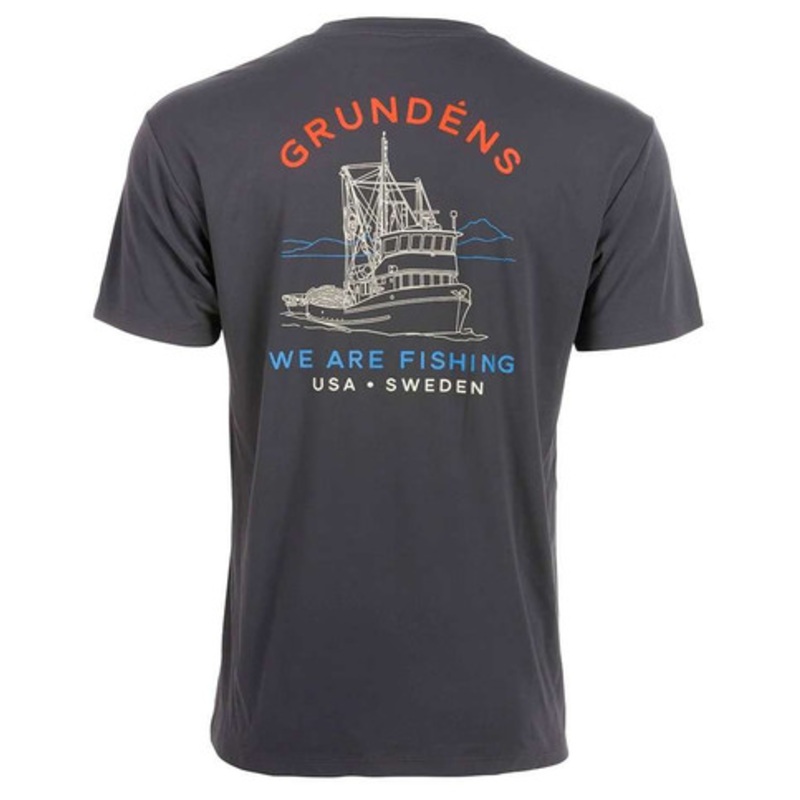 Grundens Tech Tee Short Sleeve Shirt – Linear Wave Print – X-Large