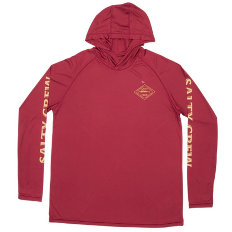 Salty Crew Hotwire Pinnacle Tech Hood Shirt – Burgundy – Large