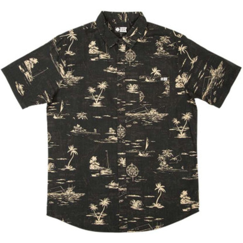 Salty Crew Seafarer Short Sleeve Woven Shirt – Black – X-Large