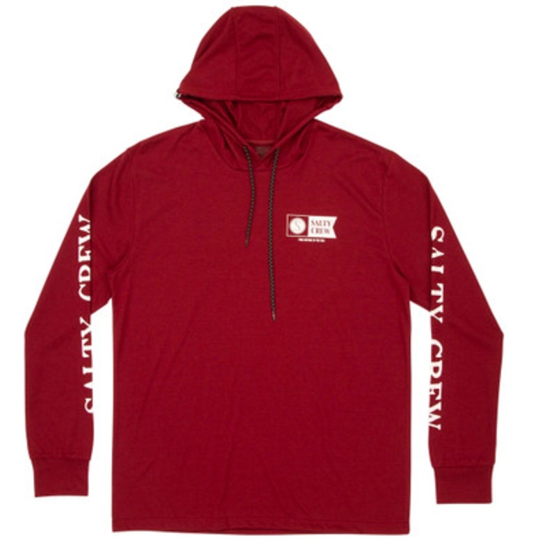 Salty Crew Alpha Hood Tech Shirt – Burgundy – X-Large