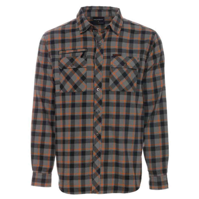 Grundens Steelhead Shirt – Black Plaid – Medium