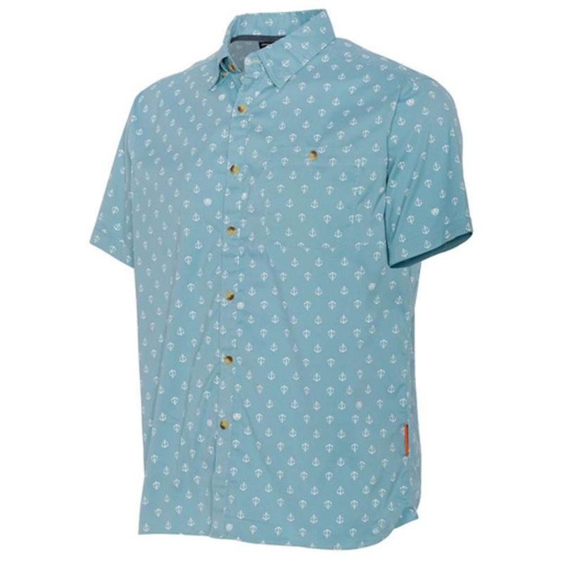 Grundens Platform Short Sleeve Shirt – Surf Anchor Print – Small