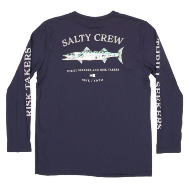 Salty Crew Slime Stick Long Sleeve Tech T-Shirt – Navy – M