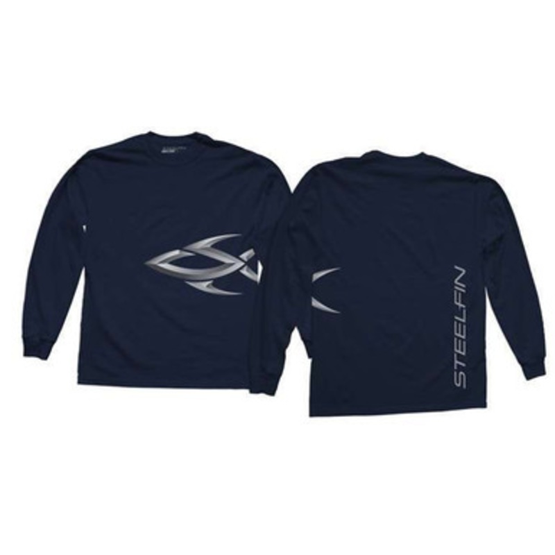 Steelfin Long Sleeve Logo Shirt Navy – Size XX-Large