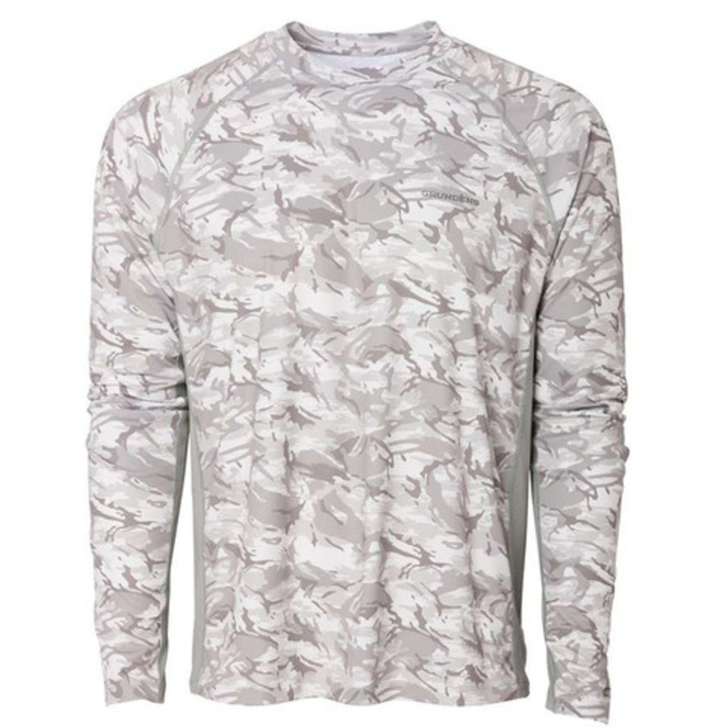 Grundens Solstrale Long Sleeve Crew Shirt – Refraction Camo Glacier – Large