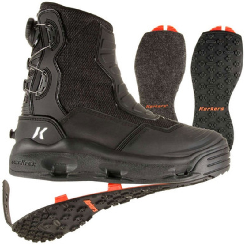 Korkers FB4920-11 Hatchback Fishing Wading Boot w/ Kling-On and Studded Kling-On Soles