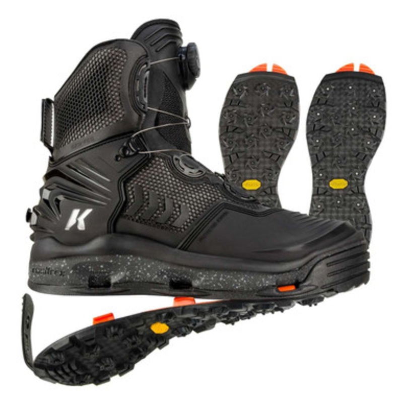 Korkers River Ops BOA W. Boot – w/ Vibram & Studded Vibram Soles – 10