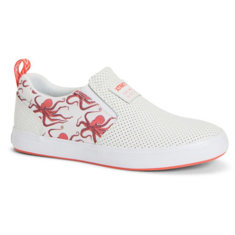 Xtratuf Women’s Salmon Sisters Sharkbyte Leather Slip On Shoe – White/Octopus – 9.5